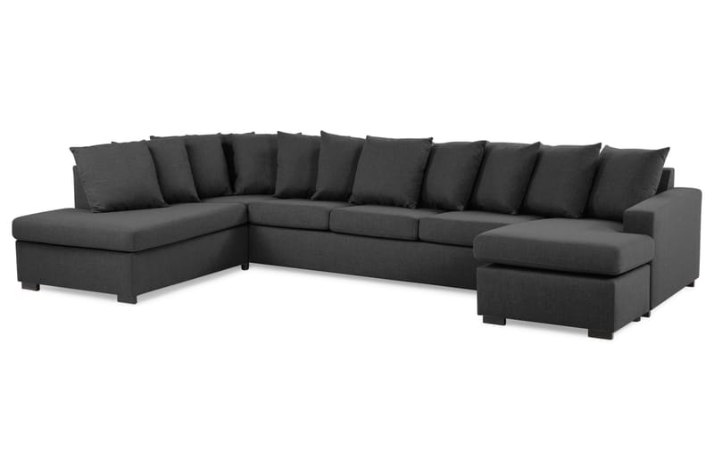 Crazy 5-sits Vänstervänd U-formad X-Large Soffa med Divan och Schäslong i Tyg inkl Kuvertkuddar - Mörkgrå - Möbler - Soffa - U-soffa
