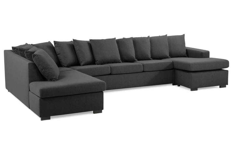 Crazy 5-sits Vänstervänd U-formad X-Large Soffa med Divan och Schäslong i Tyg inkl Kuvertkuddar - Mörkgrå - Möbler - Soffa - U-soffa