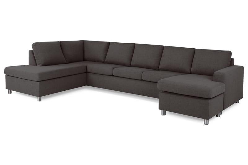 Crazy 5-sits Vänstervänd U-formad X-Large Soffa med Divan och Schäslong i Tyg - Mörkgrå - Möbler - Soffa - U-soffa