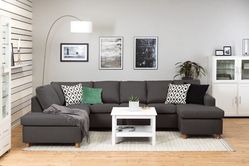 Crazy 5-sits Vänstervänd U-formad X-Large Soffa med Divan och Schäslong i Tyg - Mörkgrå - Möbler - Soffa - U-soffa