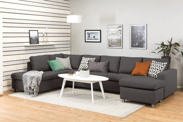 Crazy 5-sits Vänstervänd U-formad X-Large Soffa med Divan och Schäslong i Tyg - Mörkgrå - Möbler - Soffa - U-soffa