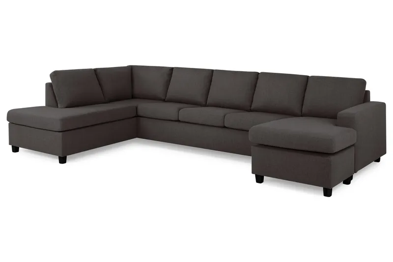 Crazy 5-sits Vänstervänd U-formad X-Large Soffa med Divan och Schäslong i Tyg - Mörkgrå - Möbler - Soffa - U-soffa