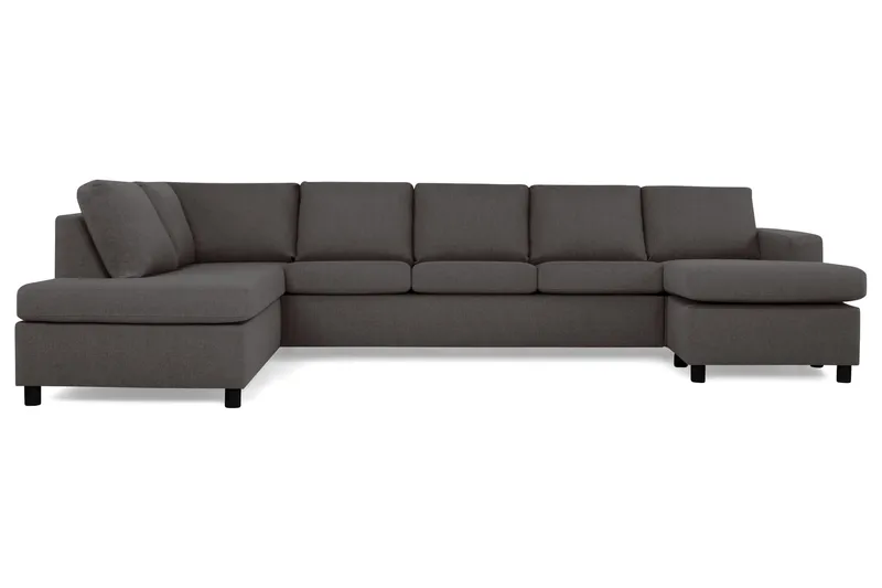 Crazy 5-sits Vänstervänd U-formad X-Large Soffa med Divan och Schäslong i Tyg - Mörkgrå - Möbler - Soffa - U-soffa