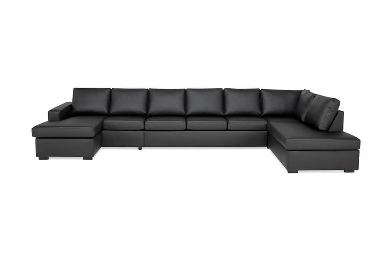 Crazy 6-sits Högervänd U-formad XX-Large Soffa med Divan och Schäslong i Konstläder - Svart - Möbler - Soffa - U-soffa