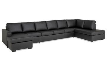 Crazy 6-sits Högervänd U-formad XX-Large Soffa med Divan och Schäslong i Konstläder - Svart - Möbler - Soffa - U-soffa