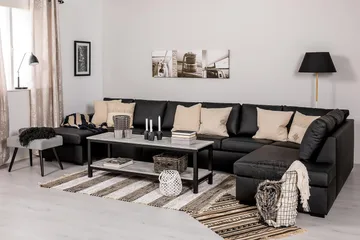 Crazy 6-sits Högervänd U-formad XX-Large Soffa med Divan och Schäslong i Konstläder - Svart - Möbler - Soffa - Skinnsoffa