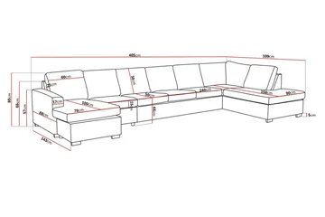 Crazy 6-sits Högervänd U-formad XX-Large Soffa med Divan och Schäslong i Konstläder - Svart - Möbler - Soffa - Skinnsoffa