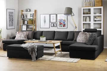 Crazy 6-sits Högervänd U-formad XX-Large Soffa med Divan och Schäslong i Tyg - Antracit - Möbler - Soffa - U-soffa