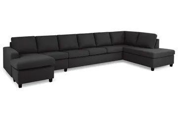 Crazy 6-sits Högervänd U-formad XX-Large Soffa med Divan och Schäslong i Tyg - Antracit - Möbler - Soffa - U-soffa