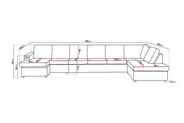 Crazy 6-sits Högervänd U-formad XX-Large Soffa med Divan och Schäslong i Tyg - Antracit - Möbler - Soffa - U-soffa