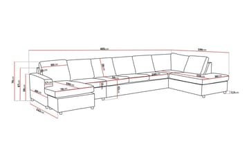 Crazy 6-sits Högervänd U-formad XX-Large Soffa med Divan och Schäslong i Tyg - Antracit - Möbler - Soffa - U-soffa