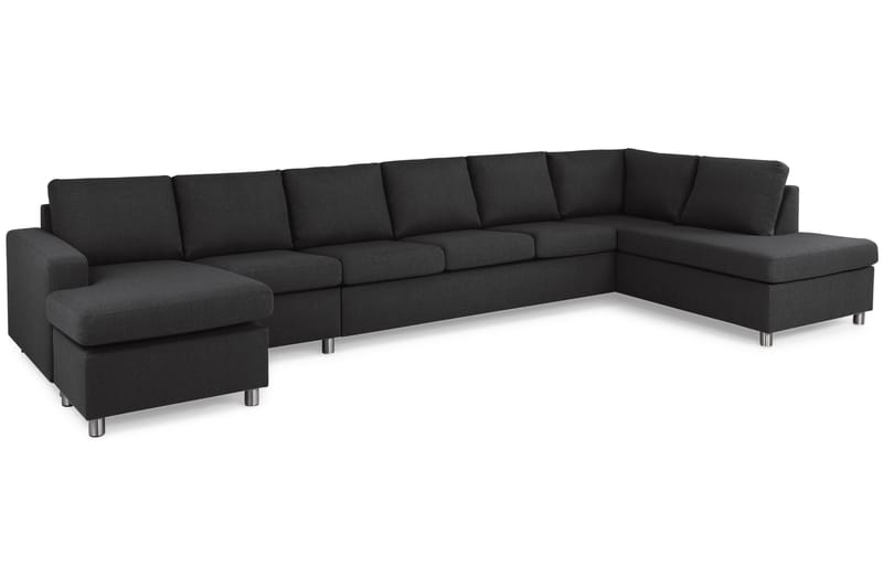 Crazy 6-sits Högervänd U-formad XX-Large Soffa med Divan och Schäslong i Tyg - Antracit - Möbler - Soffa - U-soffa
