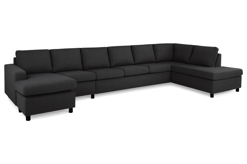 Crazy 6-sits Högervänd U-formad XX-Large Soffa med Divan och Schäslong i Tyg - Antracit - Möbler - Soffa - U-soffa