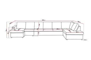 Crazy 6-sits Högervänd U-formad XX-Large Soffa med Divan och Schäslong i Tyg - Antracit - Möbler - Soffa - U-soffa