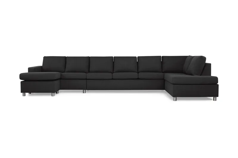 Crazy 6-sits Högervänd U-formad XX-Large Soffa med Divan och Schäslong i Tyg - Antracit - Möbler - Soffa - U-soffa