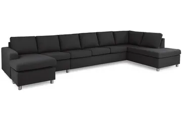 Crazy 6-sits Högervänd U-formad XX-Large Soffa med Divan och Schäslong i Tyg - Antracit - Möbler - Soffa - U-soffa