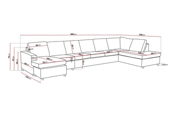 Crazy 6-sits Högervänd U-formad XX-Large Soffa med Divan och Schäslong i Tyg - Antracit - Möbler - Soffa - U-soffa