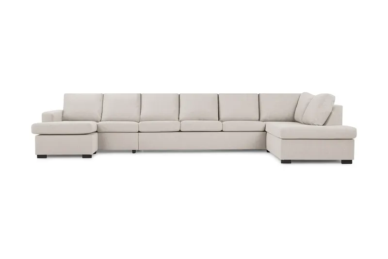 Crazy 6-sits Högervänd U-formad XX-Large Soffa med Divan och Schäslong i Tyg, Beige
