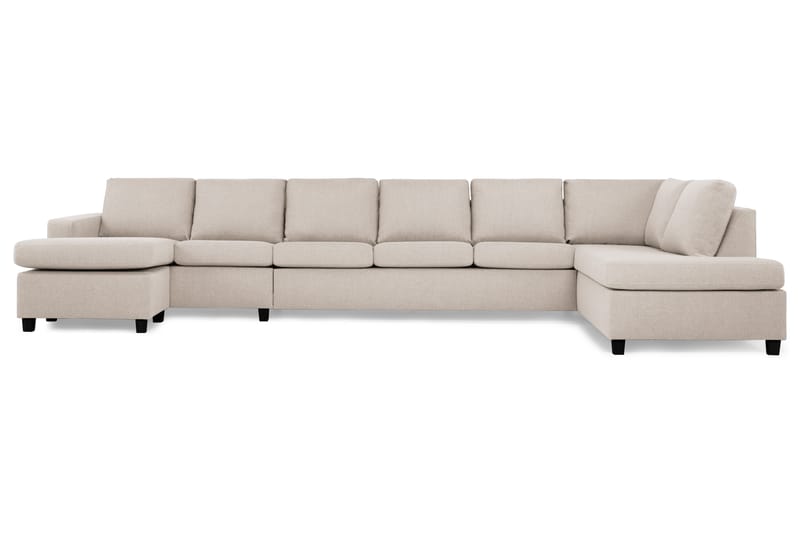 Crazy 6-sits Högervänd U-formad XX-Large Soffa med Divan och Schäslong i Tyg - Beige - Möbler - Soffa - U-soffa