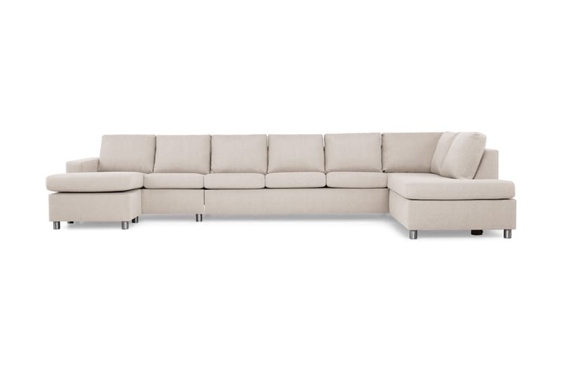 Crazy 6-sits Högervänd U-formad XX-Large Soffa med Divan och Schäslong i Tyg - Beige - Möbler - Soffa - U-soffa