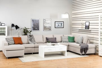 Crazy 6-sits Högervänd U-formad XX-Large Soffa med Divan och Schäslong i Tyg - Beige - Möbler - Soffa - U-soffa