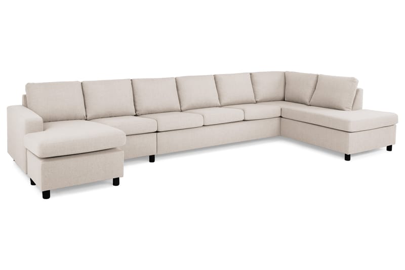 Crazy 6-sits Högervänd U-formad XX-Large Soffa med Divan och Schäslong i Tyg - Beige - Möbler - Soffa - U-soffa