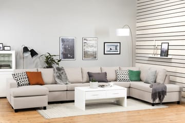 Crazy 6-sits Högervänd U-formad XX-Large Soffa med Divan och Schäslong i Tyg - Beige - Möbler - Soffa - U-soffa