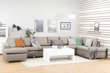 Crazy 6-sits Högervänd U-formad XX-Large Soffa med Divan och Schäslong i Tyg - Beige - Möbler - Soffa - U-soffa