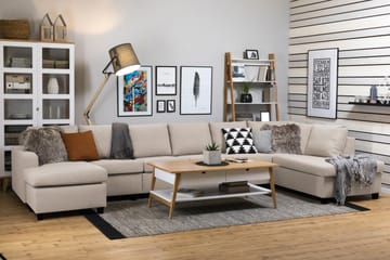 Crazy 6-sits Högervänd U-formad XX-Large Soffa med Divan och Schäslong i Tyg - Beige - Möbler - Soffa - U-soffa
