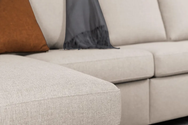 Crazy 6-sits Högervänd U-formad XX-Large Soffa med Divan och Schäslong i Tyg - Beige - Möbler - Soffa - U-soffa