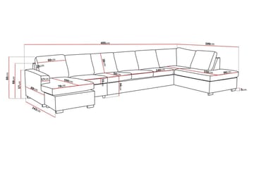 Crazy 6-sits Högervänd U-formad XX-Large Soffa med Divan och Schäslong i Tyg - Grå - Möbler - Soffa - U-soffa