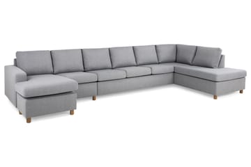 Crazy 6-sits Högervänd U-formad XX-Large Soffa med Divan och Schäslong i Tyg - Grå - Möbler - Soffa - U-soffa