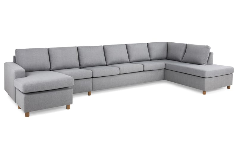 Crazy 6-sits Högervänd U-formad XX-Large Soffa med Divan och Schäslong i Tyg - Grå - Möbler - Soffa - U-soffa