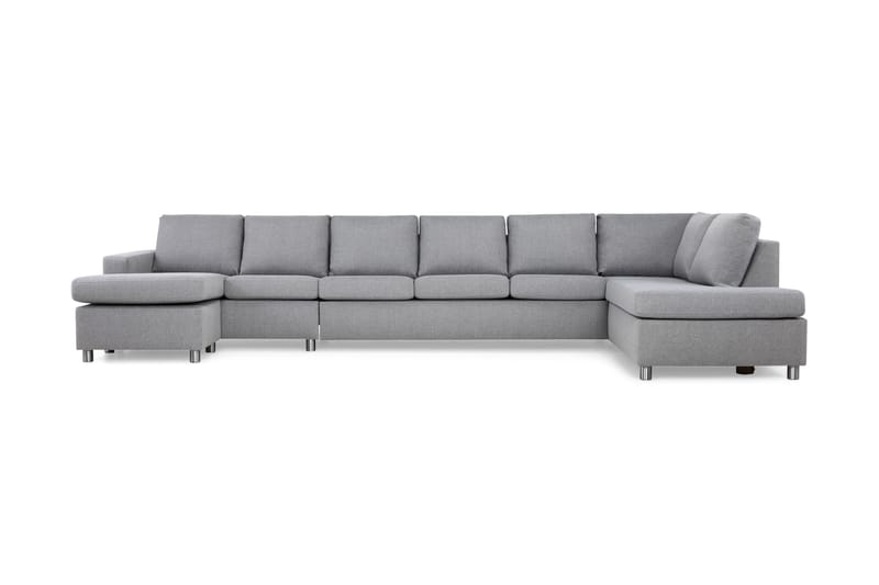Crazy 6-sits Högervänd U-formad XX-Large Soffa med Divan och Schäslong i Tyg - Grå - Möbler - Soffa - U-soffa
