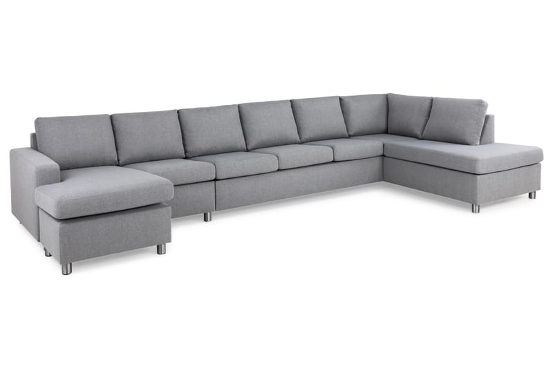 Crazy 6-sits Högervänd U-formad XX-Large Soffa med Divan och Schäslong i Tyg - Grå - Möbler - Soffa - U-soffa