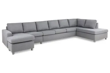 Crazy 6-sits Högervänd U-formad XX-Large Soffa med Divan och Schäslong i Tyg - Grå - Möbler - Soffa - U-soffa