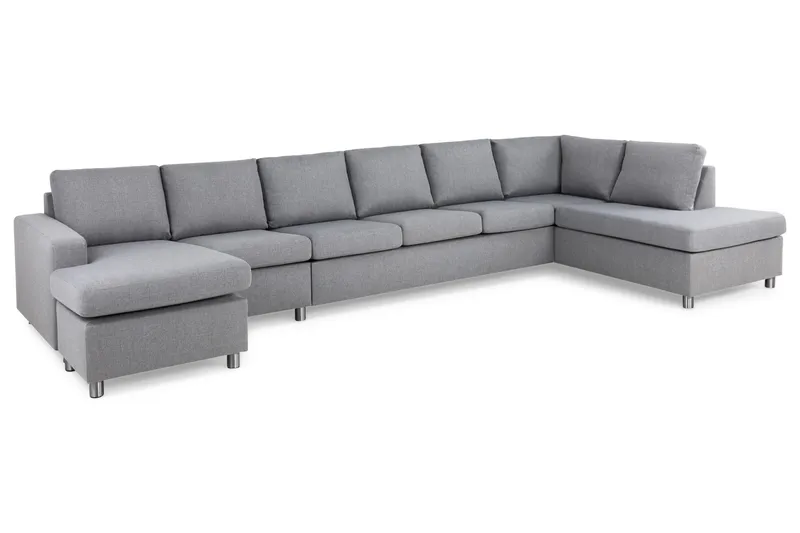 Crazy 6-sits Högervänd U-formad XX-Large Soffa med Divan och Schäslong i Tyg - Grå - Möbler - Soffa - U-soffa