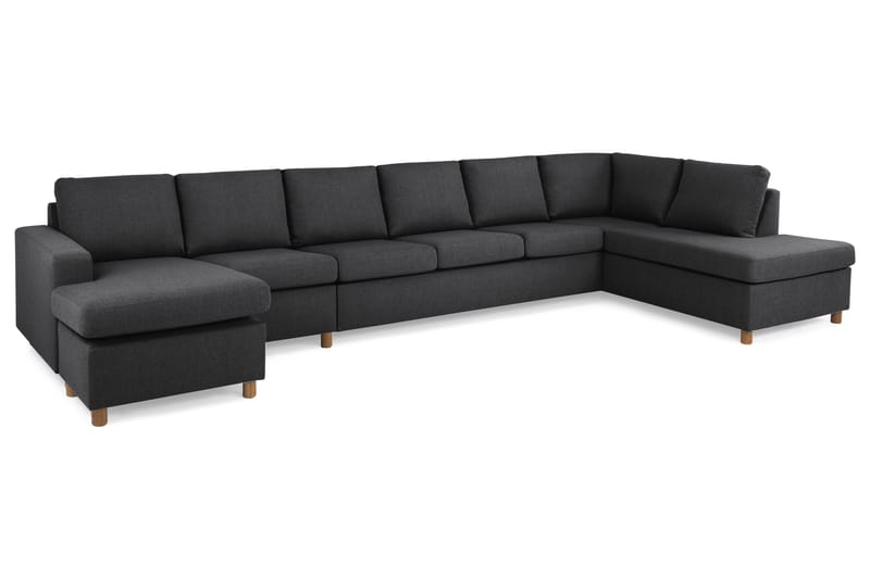 Crazy 6-sits Högervänd U-formad XX-Large Soffa med Divan och Schäslong i Tyg - Mörkgrå - Möbler - Soffa - U-soffa