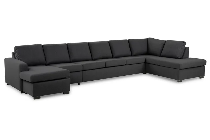 Crazy 6-sits Högervänd U-formad XX-Large Soffa med Divan och Schäslong i Tyg - Mörkgrå - Möbler - Soffa - U-soffa