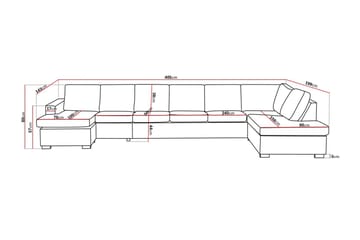 Crazy 6-sits Högervänd U-formad XX-Large Soffa med Divan och Schäslong i Tyg - Mörkgrå - Möbler - Soffa - U-soffa