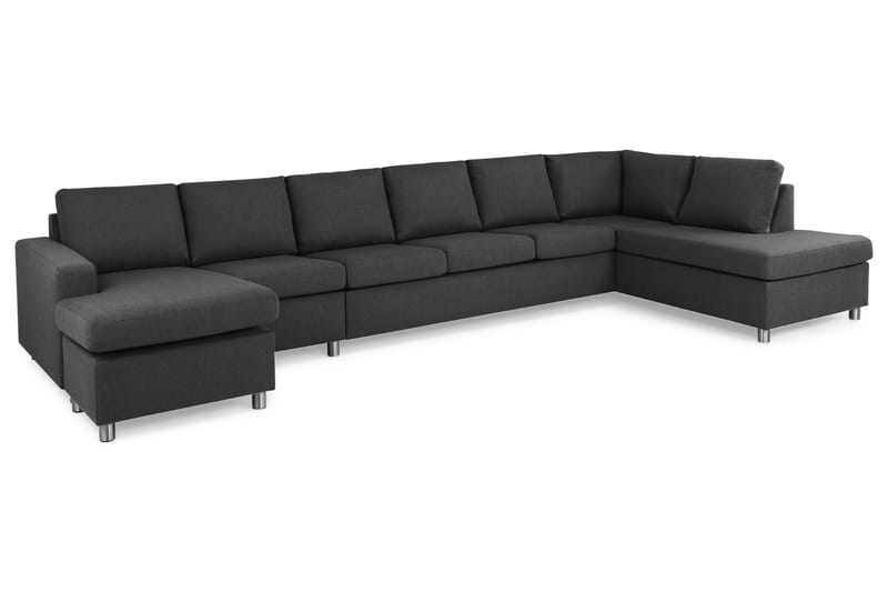 Crazy 6-sits Högervänd U-formad XX-Large Soffa med Divan och Schäslong i Tyg - Mörkgrå - Möbler - Soffa - U-soffa