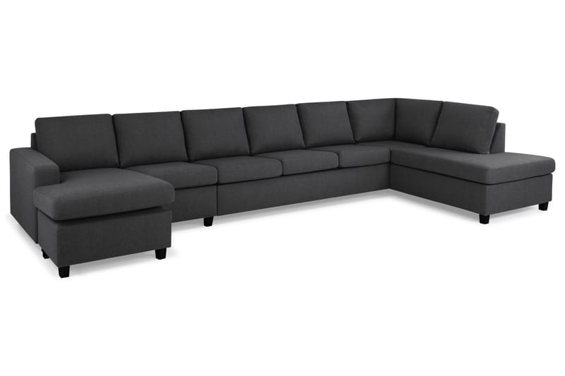 Crazy 6-sits Högervänd U-formad XX-Large Soffa med Divan och Schäslong i Tyg - Mörkgrå - Möbler - Soffa - U-soffa