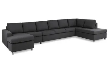 Crazy 6-sits Högervänd U-formad XX-Large Soffa med Divan och Schäslong i Tyg - Mörkgrå - Möbler - Soffa - U-soffa