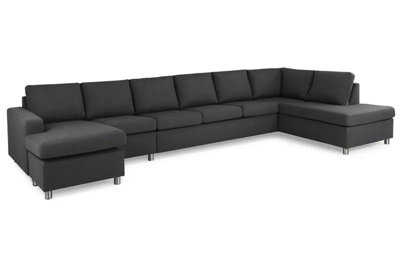 Crazy 6-sits Högervänd U-formad XX-Large Soffa med Divan och Schäslong i Tyg - Mörkgrå - Möbler - Soffa - U-soffa