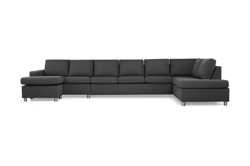 Crazy 6-sits Högervänd U-formad XX-Large Soffa med Divan och Schäslong i Tyg - Mörkgrå - Möbler - Soffa - U-soffa