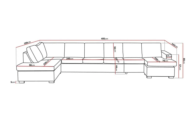 Crazy 6-sits Vänstervänd U-formad XX-Large Soffa med Divan och Schäslong i Konstläder - Svart - Möbler - Soffa - Skinnsoffa