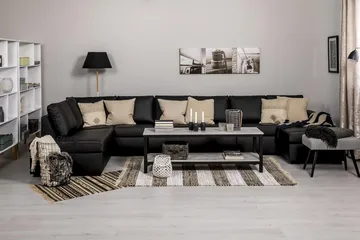 Crazy 6-sits Vänstervänd U-formad XX-Large Soffa med Divan och Schäslong i Konstläder - Svart - Möbler - Soffa - Skinnsoffa