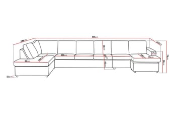 Crazy 6-sits Vänstervänd U-formad XX-Large Soffa med Divan och Schäslong i Tyg - Antracit - Möbler - Soffa - U-soffa