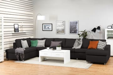 Crazy 6-sits Vänstervänd U-formad XX-Large Soffa med Divan och Schäslong i Tyg - Antracit - Möbler - Soffa - U-soffa