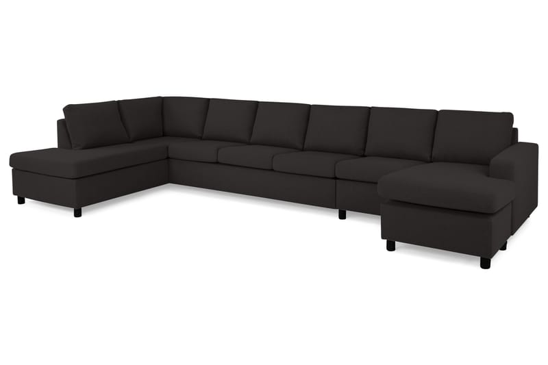 Crazy 6-sits Vänstervänd U-formad XX-Large Soffa med Divan och Schäslong i Tyg - Antracit - Möbler - Soffa - U-soffa